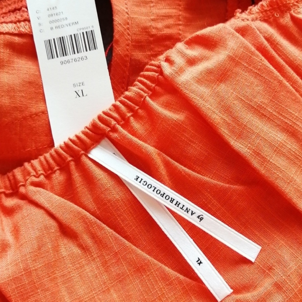 NWT Anthropologie V-Neck Back-Cutout Mini Dress Orange Halter Swim Cover-up - Picture 4 of 14